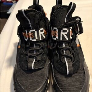 Jordan Black and Orange Athletic Shoes